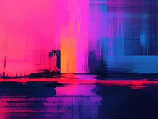 Naklejka premium Toxic personalities in a digital world, their presence warping the environment with dark, glitchy energy patterns, contrasting with the otherwise vibrant landscape