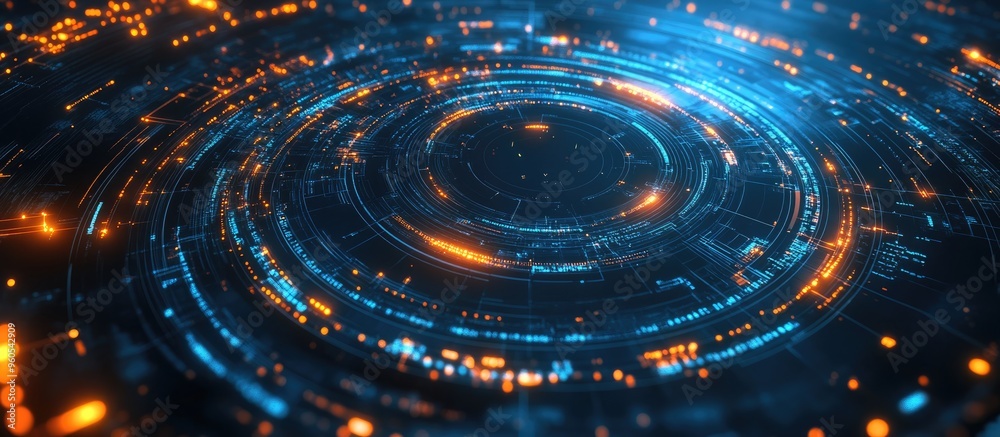 Aufkleber abstract 3d illustration depicting circular pathways and orbital motion featuring themes of wireless