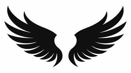 Angel wings silhouette vector illustration on white background