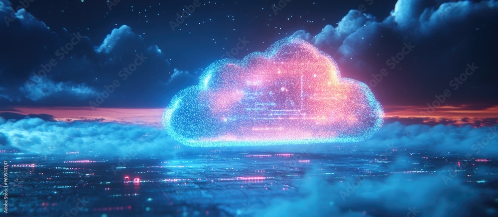 Poster 3d rendering of a cloud computing system