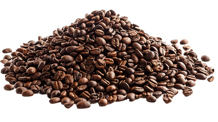 Fototapeta premium Detailed mountain of coffee beans with realistic texture and shading, isolated on a white 