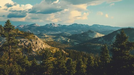 Fototapeta premium Autumn in the mountains, Morning view of Mountains, Generative AI 