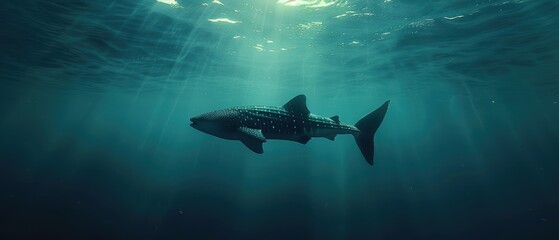 Majestic Whale Shark Gliding Through the Crystal Clear Ocean Waters