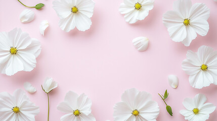 a pink background with white flowers