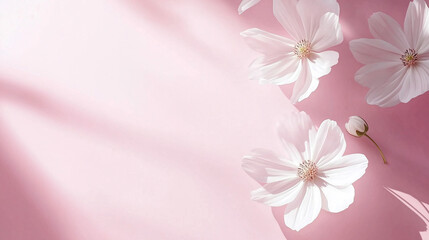 Obraz premium a pink background with white flowers