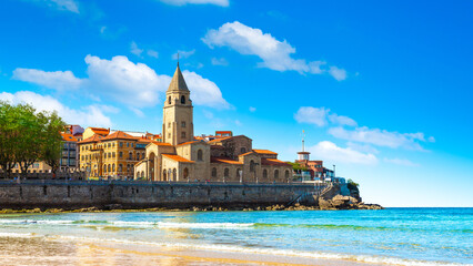 Beautiful view of the city of Gijon in Asturias, Spain