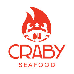 crab seafood restaurant minimalist logo design