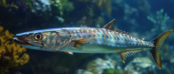 Agile Barracuda Hunting Prey in the Ocean Depths