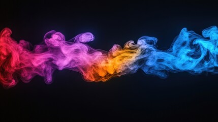 Fototapeta premium A vibrant mix of pink, orange, and blue hues swirls together, creating a captivating chemical cloud effect that mesmerizes against a black background