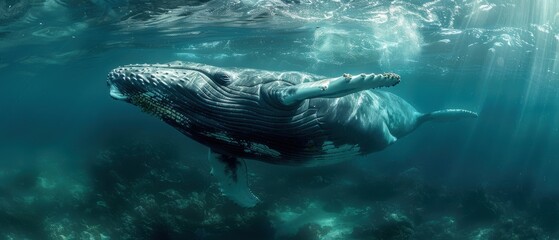 Naklejka premium Exploring the Deep: Underwater Photographer Capturing Stunning Images of Marine Wildlife