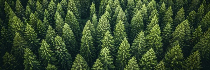 Aerial view of dense forests absorbing co2 for carbon neutrality and net zero emissions goals
