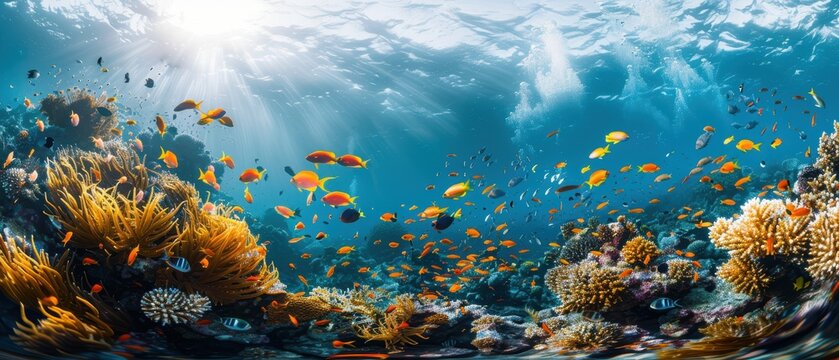 Vibrant Coral Reef Alive with Diverse Marine Life