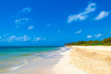 Tropical Caribbean beach clear turquoise water Playa del Carmen Mexico.
