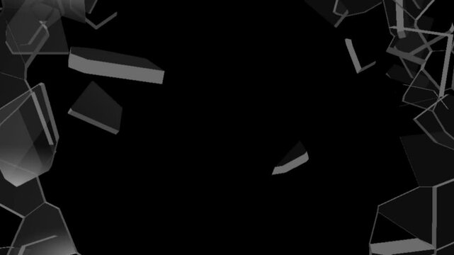 A glass shatter breaks into small pieces. damage motion.