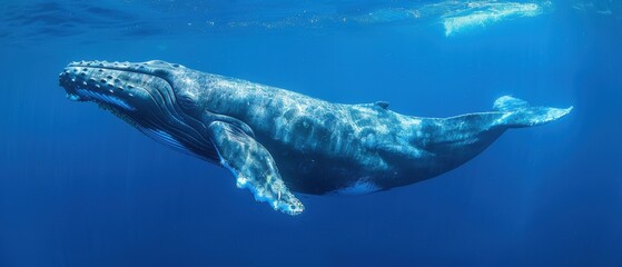 Majestic Whale Gliding Through the Vast Open Ocean