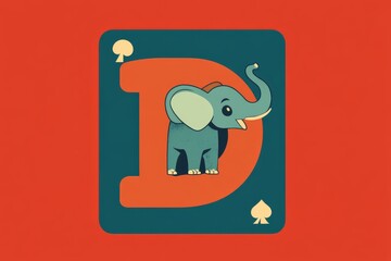 Naklejka premium Illustration of a playful letter D with a quirky character design on an orange background