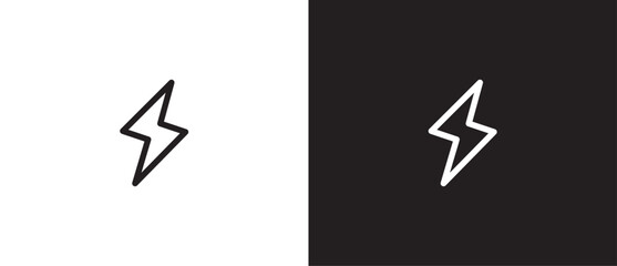 Fototapeta premium Simple icon of lightning. Thunderstorm, Storm weather forecast line icon. Simple design weather icon. Vector illustration weather in black and white background. Eps10