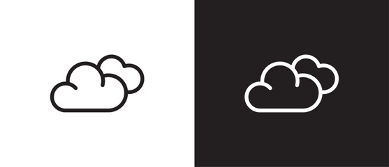 Simple icon of cloudy. Cloudy day and night, Cloud covered day, Cloudy weather forecast line icon. Simple design weather icon. Vector illustration weather in black and white background. Eps10
