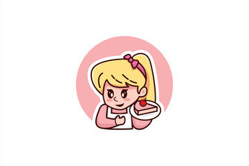 Kids Girl Chef, Chef mascot, logo food vector illustration for culinary business, brand logo, sticker, cartoon identity