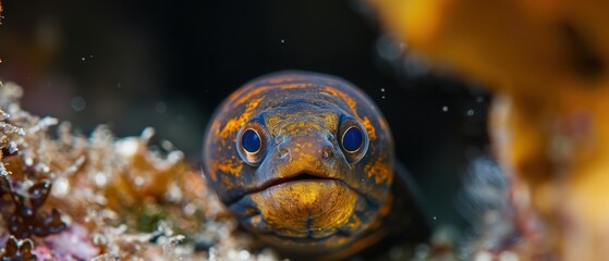Curious Moray Eel Emerging from Ocean Crevice - Close-up Underwater Marine Life Photography