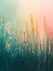 Obraz premium Tranquil Wildflowers in a Pastel Colored Dawn Light