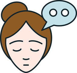 Young woman thinking with empty speech bubble appearing over her head