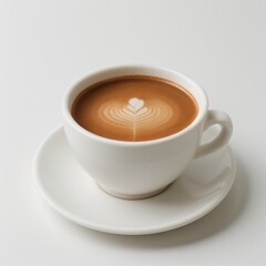Latte Art in a White Coffee Cup