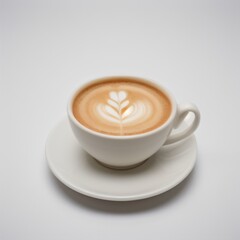 Latte Art in a White Coffee Cup