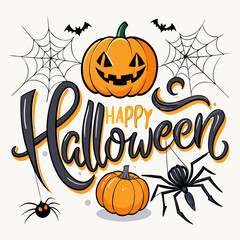 Happy halloween lettering handwritten calligraphy vector illustration for T-Shirt Design