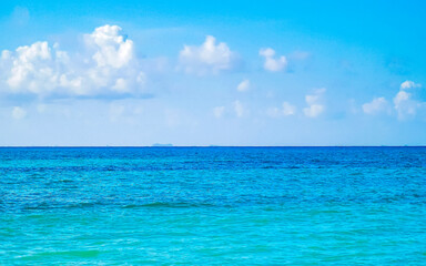 Tropical Caribbean beach sea clear water Playa del Carmen Mexico.