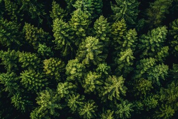 Aerial view of dense forests helping achieve carbon neutrality and net zero emissions