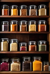 colorful arrangement pantry essentials organized containers showcasing neat inviting culinary space, boxes, jars, storage, organization, food, ingredients