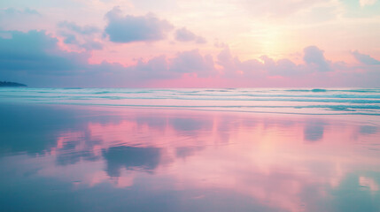 sunset over the sea in pink