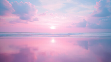 sunset over the sea in pink