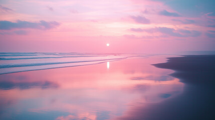 Fototapeta premium sunset over the sea in pink