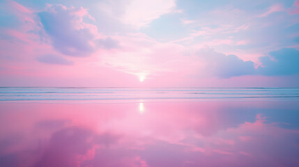 sunset over the sea in pink