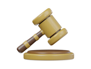 Law hammer icon 3d render illustration