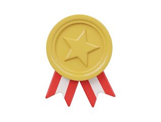 Gold medal icon 3d render illustration