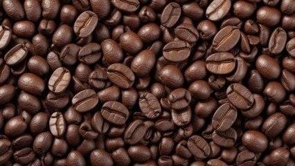 Obraz premium top view of coffee beans with texture as background