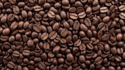 Obraz premium top view of coffee beans with texture as background