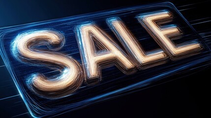 Obraz premium Abstract Sale Sign with Glowing Lines