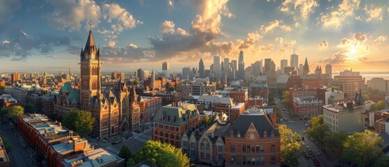 Architectural Diversity - Panoramic Cityscape Showcasing Various Eras and Styles