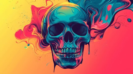 Abstract skull illustration, bold lines, creative design