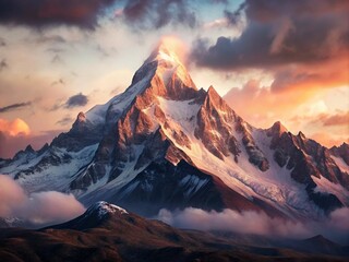  landscape scene with Mountain peak, aerial view of the mountain, landscape scenery