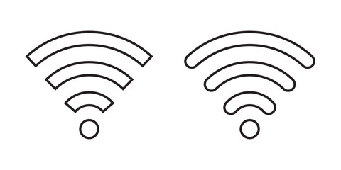 Wi-fi icon, logo, symbol with stroke line, wireless network icon. Hotspot icon symbol, Wireless vector, silhouette, sign. Communication sign, symbol. Podcast vector symbol, vector illustration.