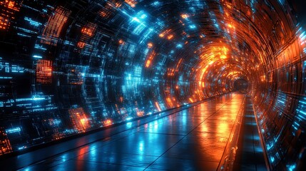 Obraz premium Emerge Into the Digital Abyss: Futuristic Cranny Unveiling Data-Driven World of Light and Technology