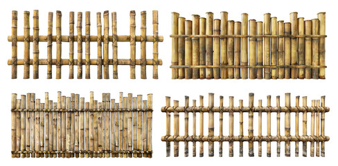 Set of bamboo fences, cut out