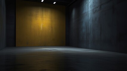 Free Photo Empty Dark white Studio Background and black Floor Concrete perspective with blue soft light well editing Floor Display product and text present on Wall Room