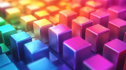 Obraz premium Vibrant multicolored cubes arranged in a geometric pattern, creating a playful and dynamic visual with bright, bold hues.