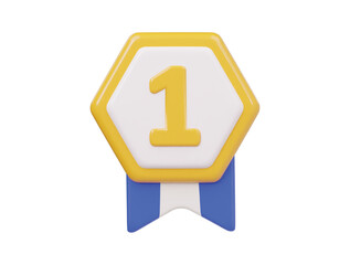 First winner medal icon 3d render illustration